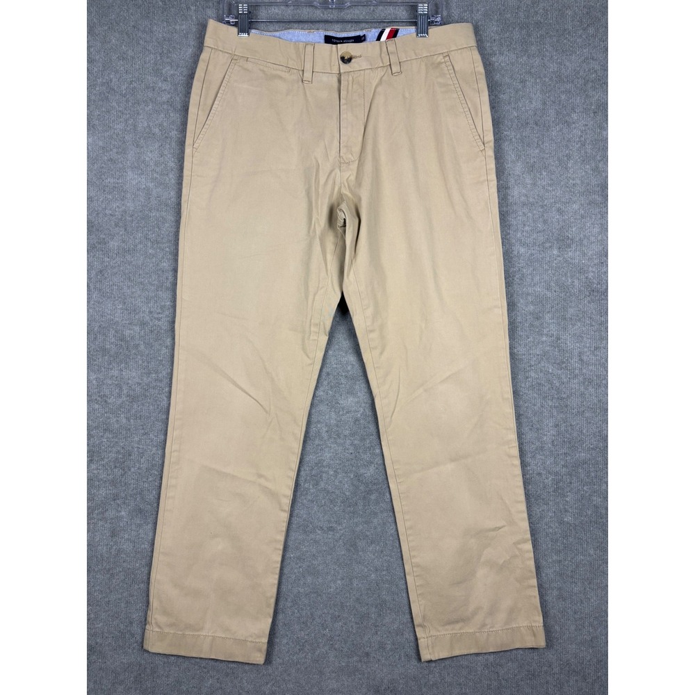 Tommy Hilfiger Custom Fit Chino Pants 32x30 Khaki Mens Twill Trousers